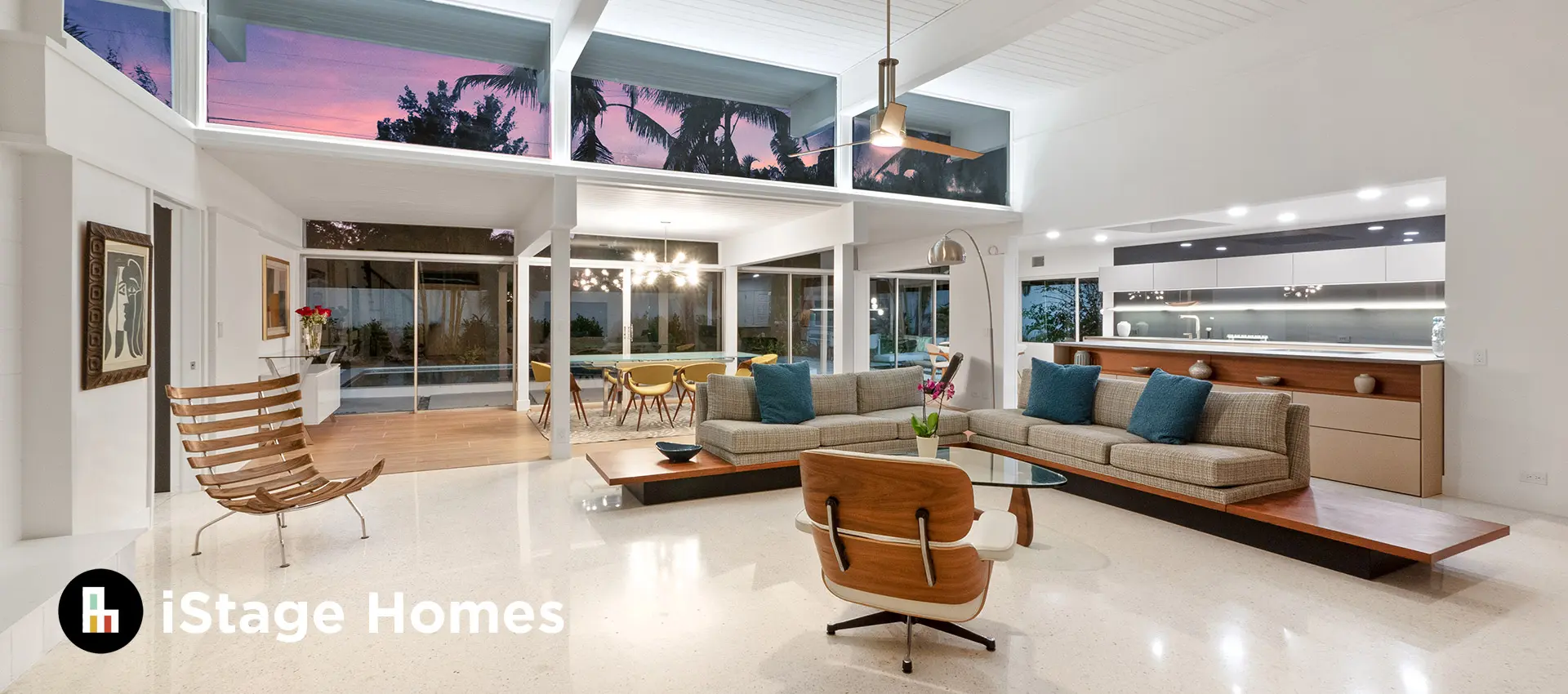 Mid century modern open concept living room