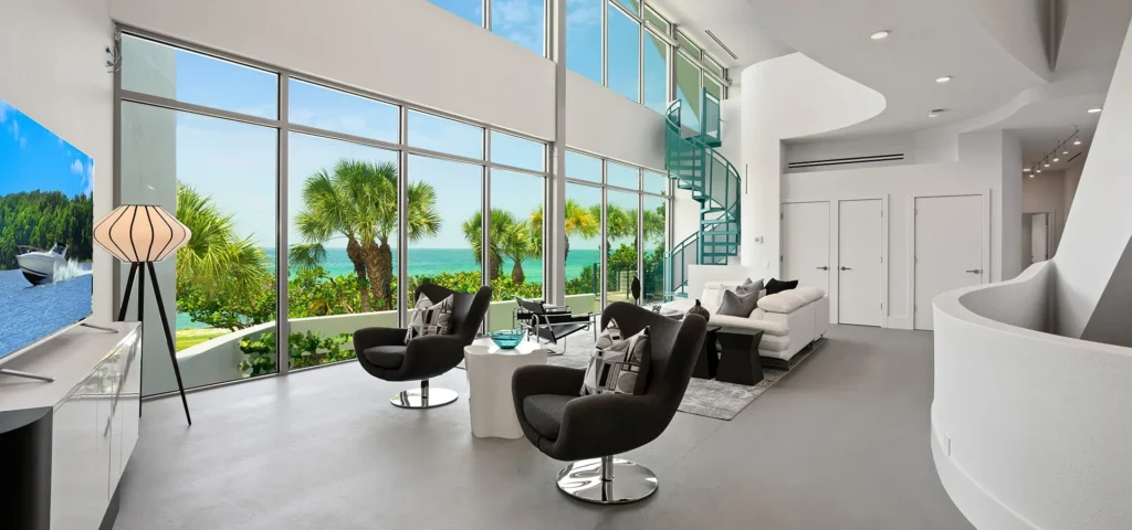 Contemporary waterfront home staging on Casey Key in Sarasota