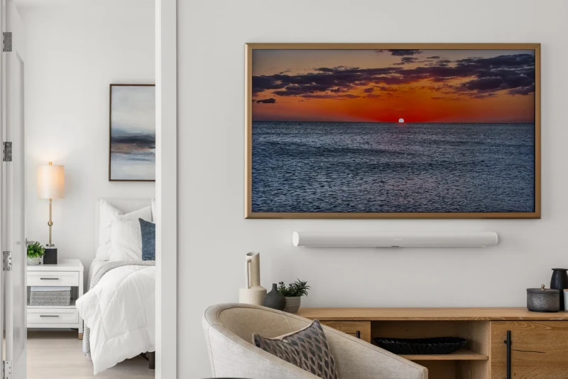 Coastal Bedroom staging with neutral palette