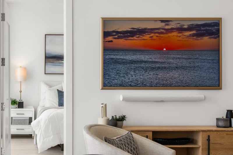 Coastal Bedroom staging with neutral palette