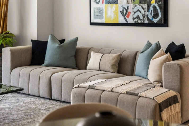 Contemporary living room staging details