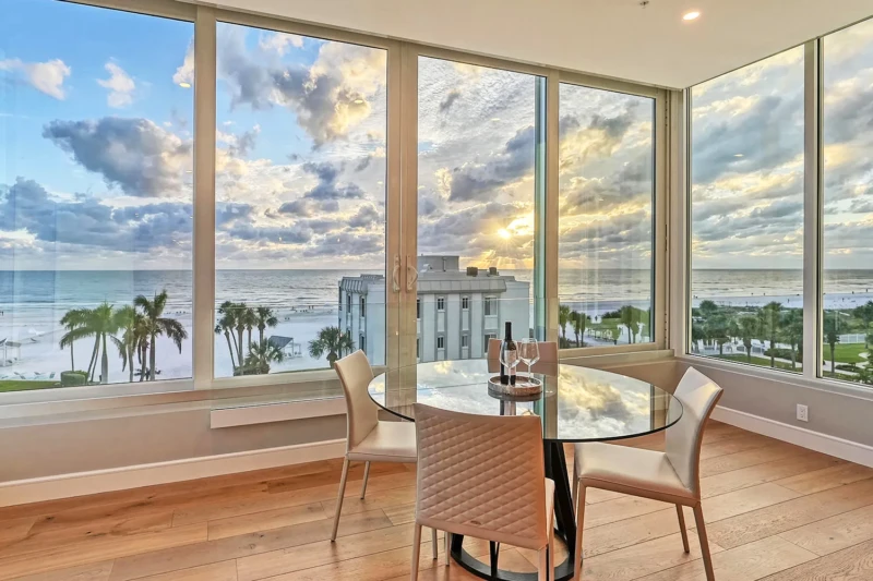 Siesta key FL dining room beachfron staging
