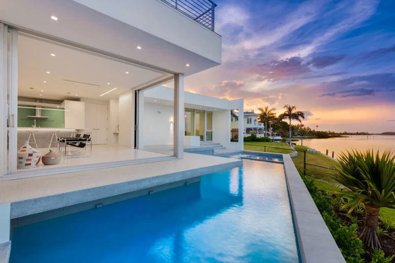 modern Sarasota waterfront home staging for open living
