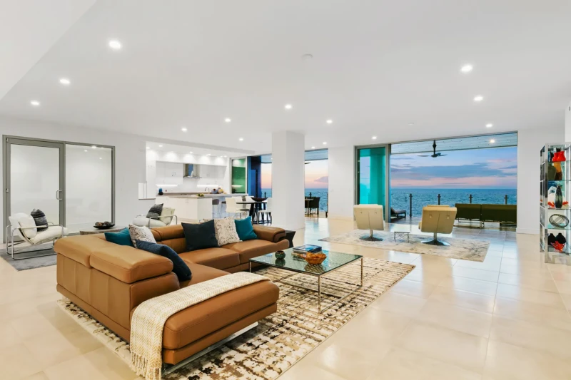 Sarasota oceanfront contemporary living room staging