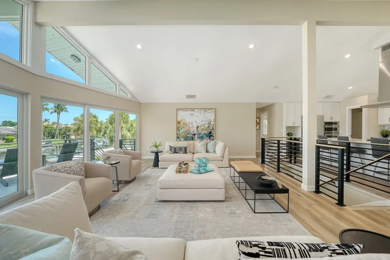 Lido Key waterfront living room staging