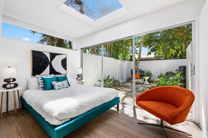 Mid-century modern bedroom staging in Lido Shores Sarasota