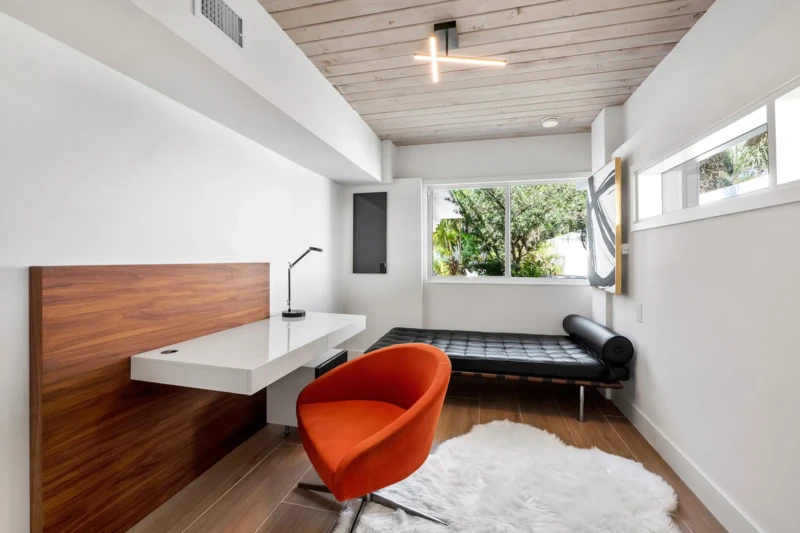 Mid-century modern home office staging in Lido Shores Sarasota
