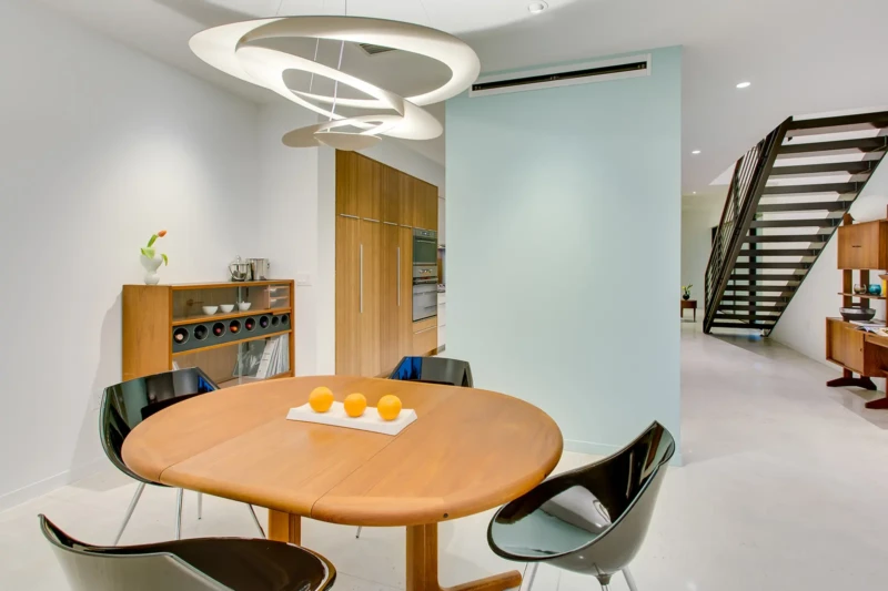 Modern dining room staging in a contemporary Sarasota residence