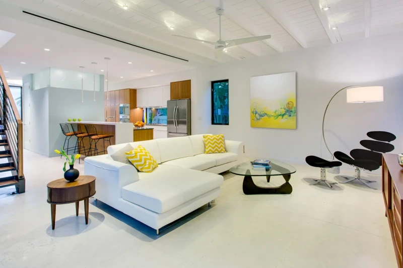 Modern living room staging in a contemporary Sarasota residence