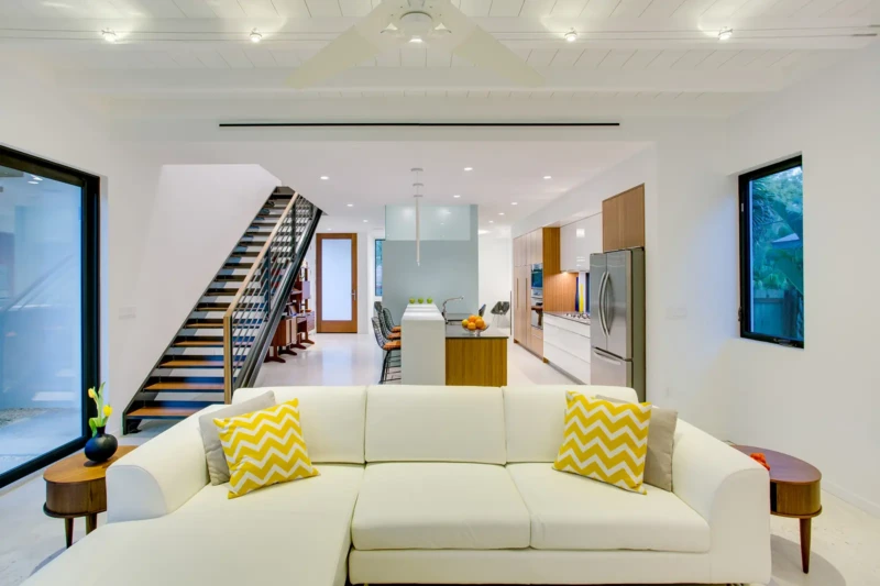 Open-concept contemporary home staging in Sarasota's Bungalow Hill neighborhood