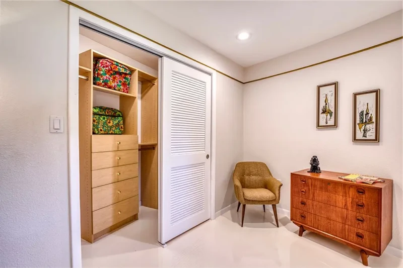 Mid-century modern bedroom storage and dresser in Sarasota Round House