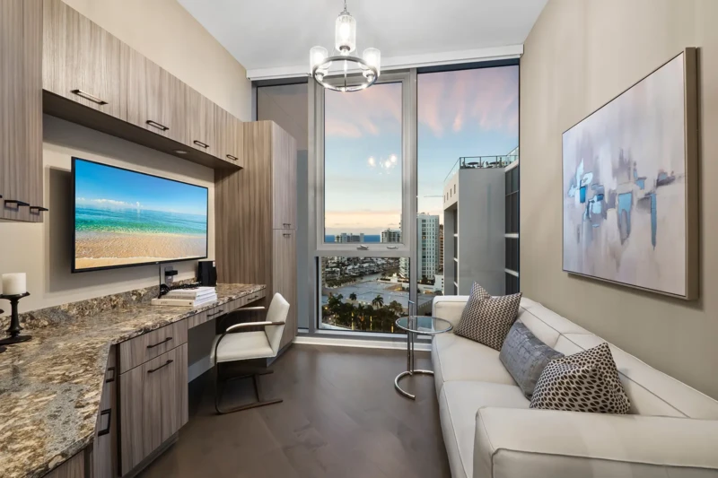 Luxury condo home office staging at The VUE in downtown Sarasota